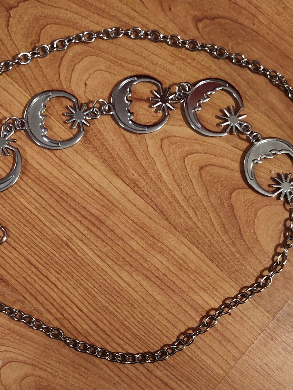 Adjustable Silver Metal Waist Chain Moon & Stars Belt - Picture 4 of 13